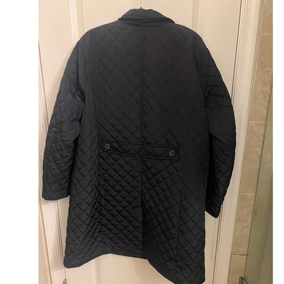 Lauren Ralph Lauren Women's 1X Double-Breasted Diamond Quilted Navy Barn Coat - Picture 3 of 11